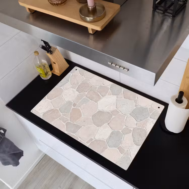 Steen - Patroon - Textuur - Beige Inductie beschemer met haakjes klein -sfeer1