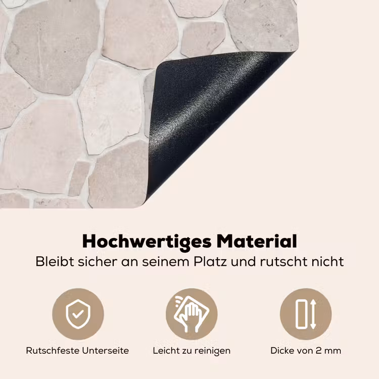 Steen - Patroon - Textuur - Beige Inductie beschemer met haakjes klein -ky-onderkant-de