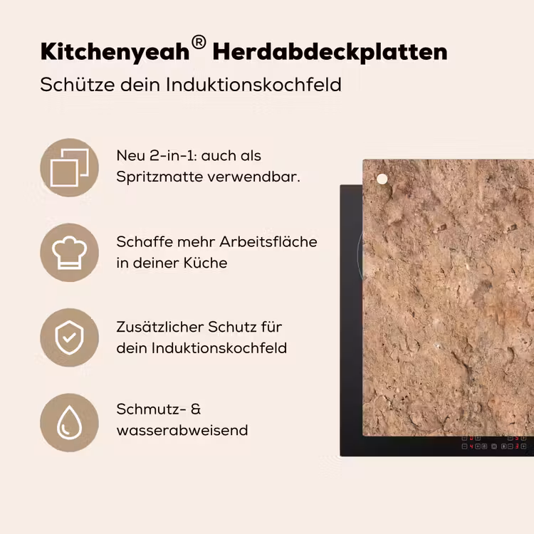Steen - Natuur - Textuur - Abstract - Bruin Inductie beschemer met haakjes klein -ky-usp-de