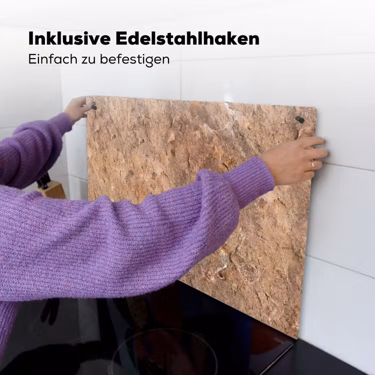 Steen - Natuur - Textuur - Abstract - Bruin Inductie beschemer met haakjes klein -ky-ophangen-de