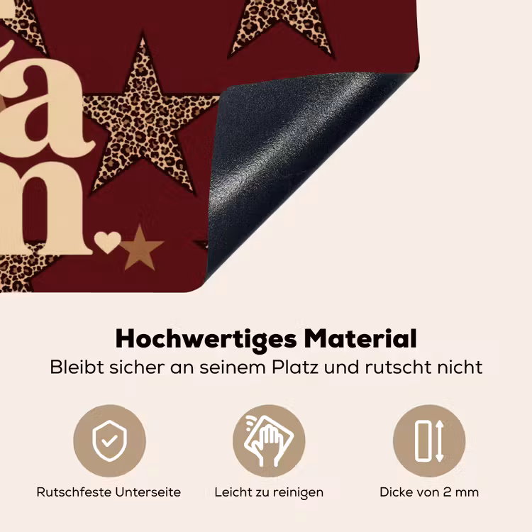 Sterren - Luipaardprint - Dream - Bordeaux Inductie beschemer met haakjes klein -ky-onderkant-de