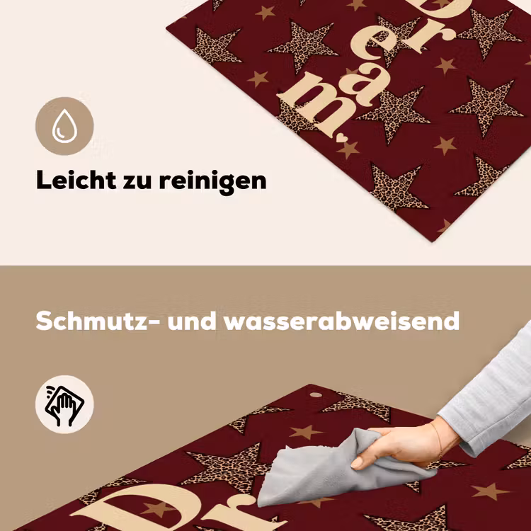 Sterren - Luipaardprint - Dream - Bordeaux Inductie beschemer met haakjes klein -ky-schoon-de