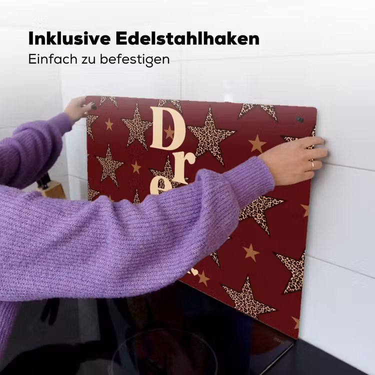 Sterren - Luipaardprint - Dream - Bordeaux Inductie beschemer met haakjes klein -ky-ophangen-de