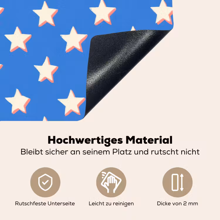 Sterren - Patroon - Blauw Inductie beschemer met haakjes klein 777 -ky-onderkant-de