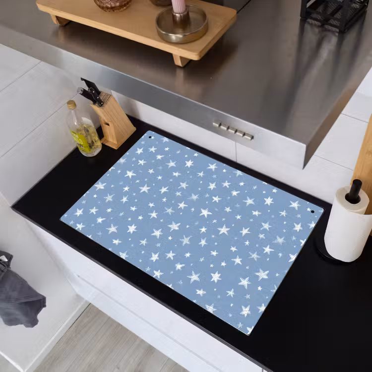 Sterretjes - Patroon - Blauw Inductie beschemer met haakjes klein 777 -sfeer1