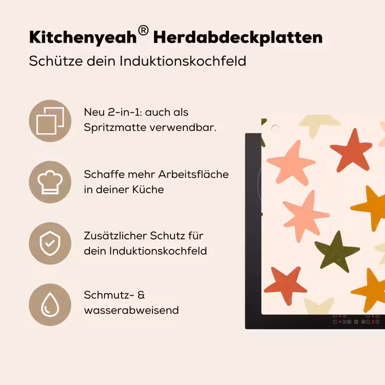 Sterren - Patroon - Kleurrijk Inductie beschemer met haakjes klein 777 -ky-usp-de