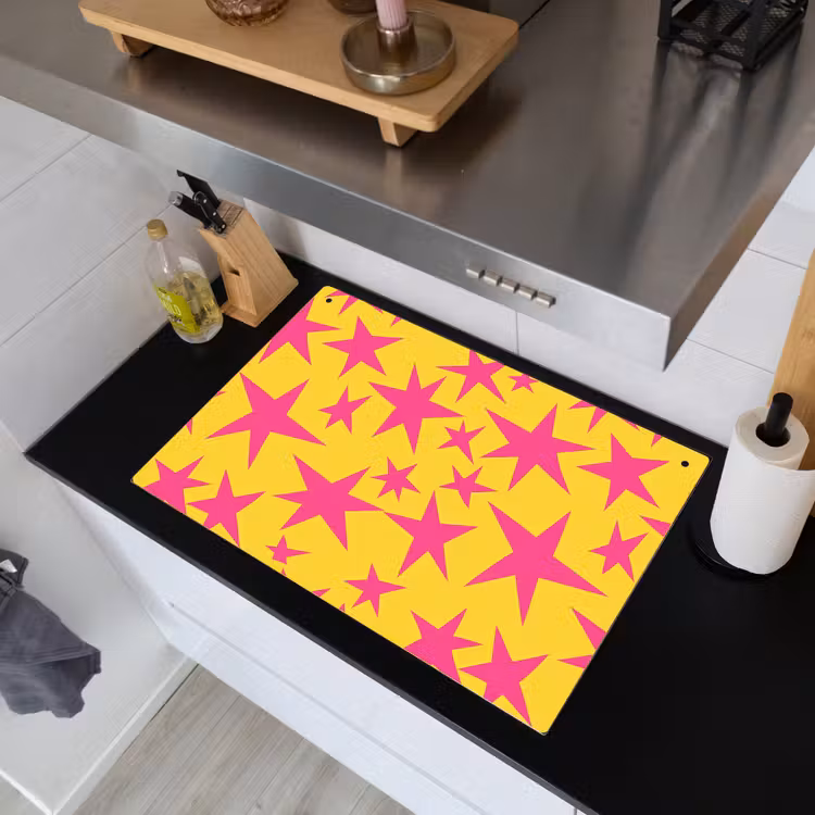 Sterren - Patroon - Roze - Geel Inductie beschemer met haakjes klein 777 -sfeer1