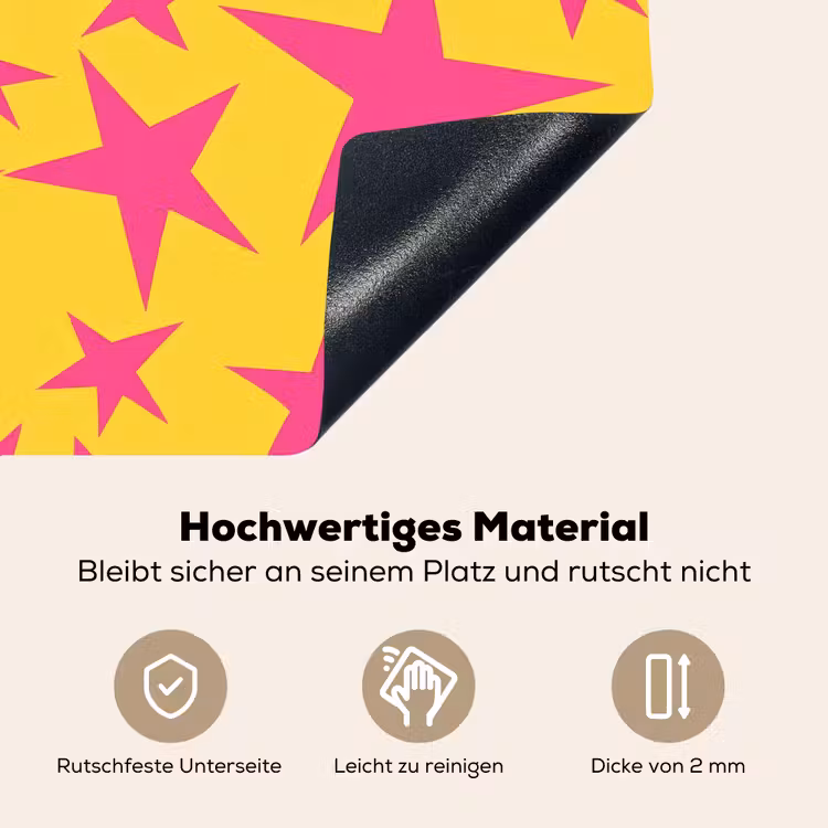 Sterren - Patroon - Roze - Geel Inductie beschemer met haakjes klein 777 -ky-onderkant-de