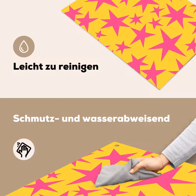 Sterren - Patroon - Roze - Geel Inductie beschemer met haakjes klein 777 -ky-schoon-de