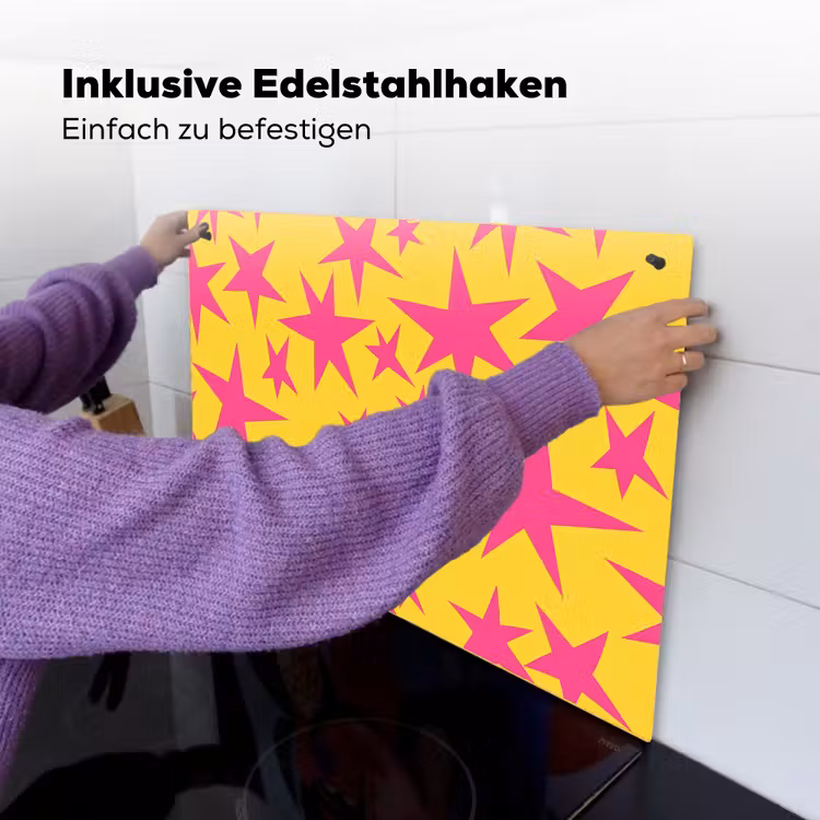 Sterren - Patroon - Roze - Geel Inductie beschemer met haakjes klein 777 -ky-ophangen-de