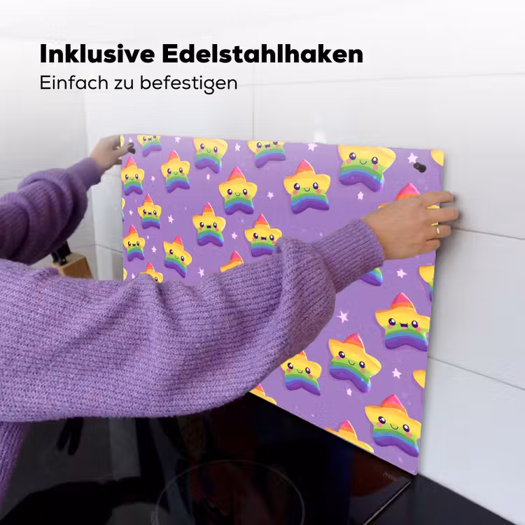 Sterren - Regenboog - Paars Inductie beschemer met haakjes klein 777 -ky-ophangen-de