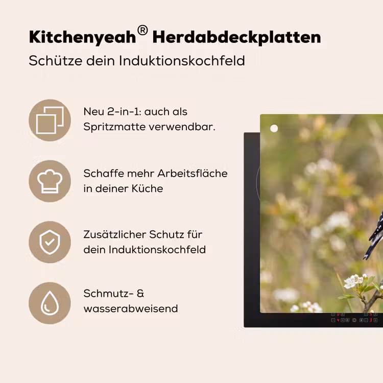 Putter - Bloesem - Lente - Natuur - Kleurrijk Inductie beschemer met haakjes klein -ky-usp-de