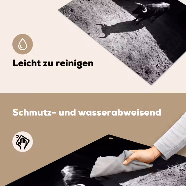 Stier - Schaduw - Dieren - Contrast - Zwart-wit Inductie beschemer met haakjes klein -ky-schoon-de