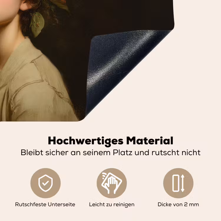 2-in-1 Herdabdeckplatte & Spritzschutz - Stille Blumen - Frau - Porträt - Bloemenstilte - Vrouw - Portret Inductie beschemer met haakjes klein