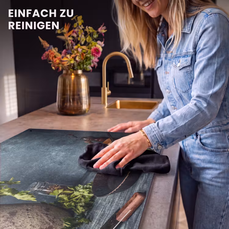 2-in-1 Herdabdeckplatte & Spritzschutz - Stille zum Kochen - Stilte voor het Koken Inductie beschemer met haakjes klein