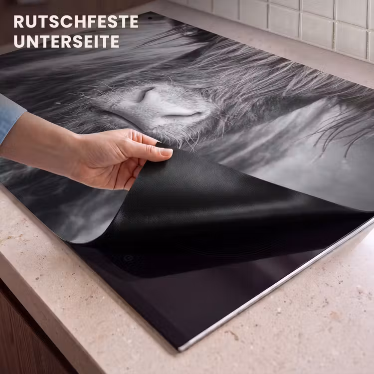 2-in-1 Herdabdeckplatte & Spritzschutz - Stoischer Blick - Stoïcijnse Blik Inductie beschemer met haakjes klein