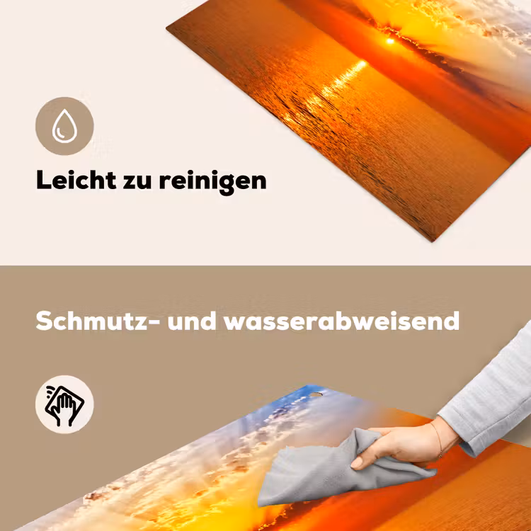 2-in-1 Herdabdeckplatte & Spritzschutz - Strahlen des Lichts - Stralen van Licht Inductie beschemer met haakjes klein