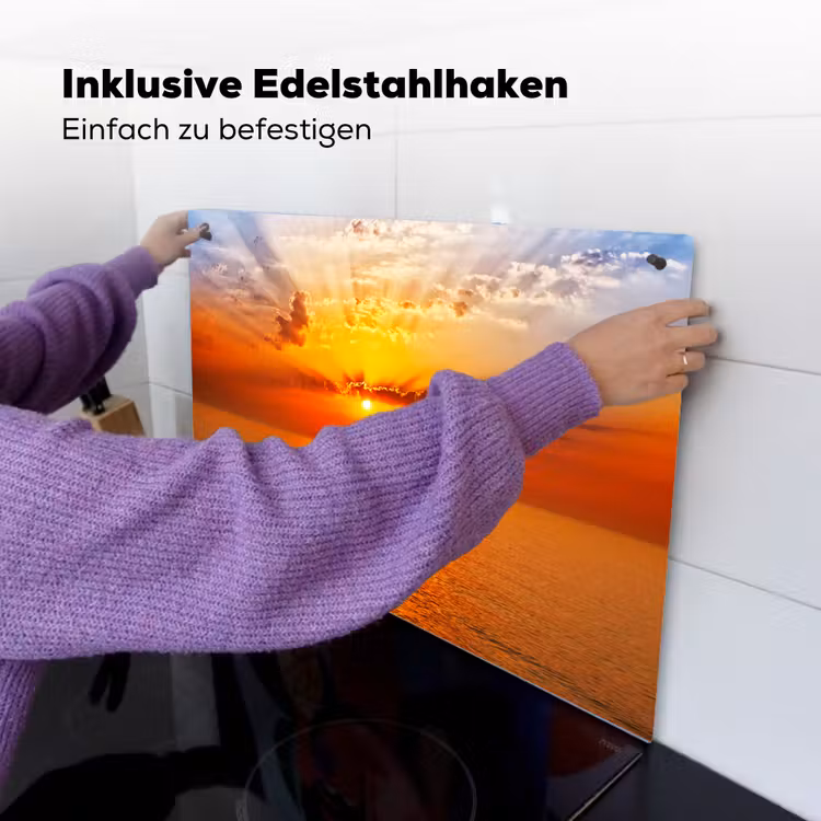 2-in-1 Herdabdeckplatte & Spritzschutz - Strahlen des Lichts - Stralen van Licht Inductie beschemer met haakjes klein