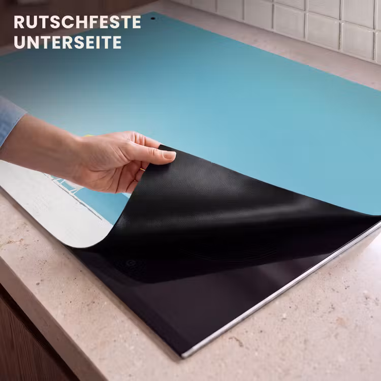 2-in-1 Herdabdeckplatte & Spritzschutz - Strand - Blauer Himmel - Gelb - Sonnenschirm - Strand - Blauwe lucht - Geel - Parasol Inductie beschemer met haakjes klein