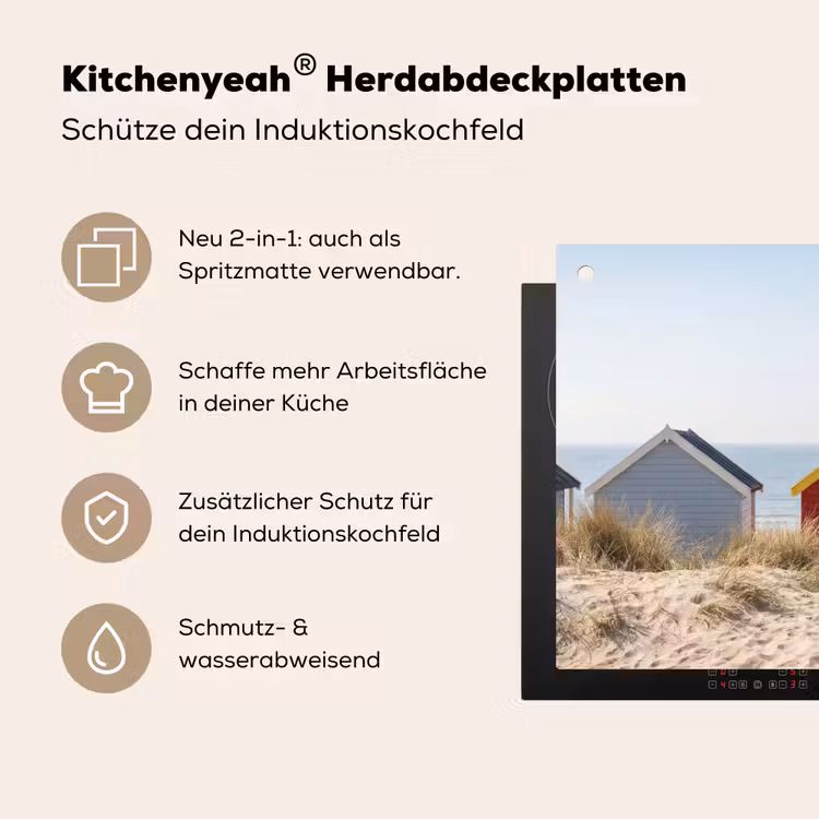 Strand - Huisjes - Kleurrijk - Duinen Inductie beschemer met haakjes klein -ky-usp-de