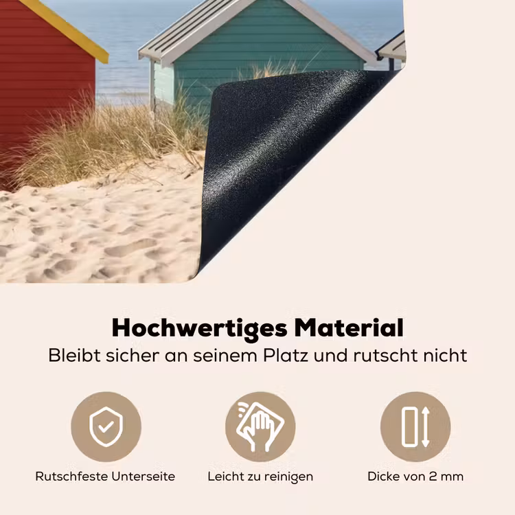 Strand - Huisjes - Kleurrijk - Duinen Inductie beschemer met haakjes klein -ky-onderkant-de