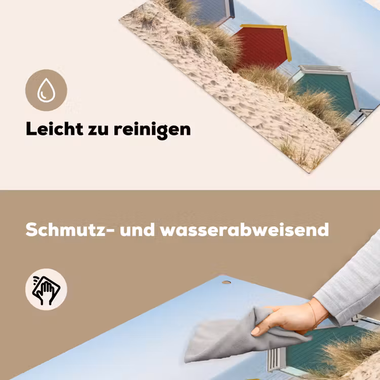 Strand - Huisjes - Kleurrijk - Duinen Inductie beschemer met haakjes klein -ky-schoon-de
