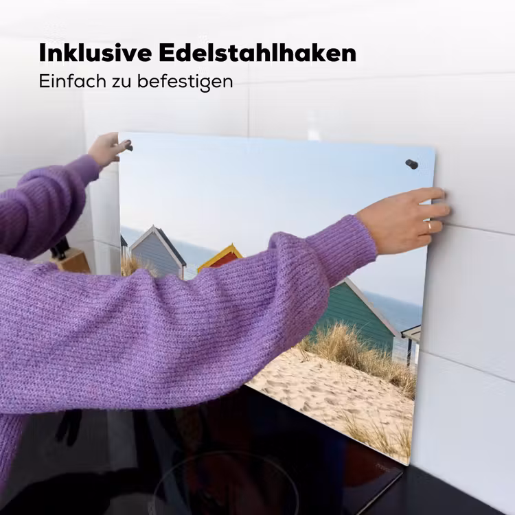 Strand - Huisjes - Kleurrijk - Duinen Inductie beschemer met haakjes klein -ky-ophangen-de