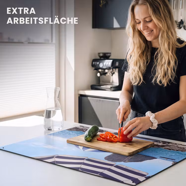 Strand - Ligstoel - Parasol - Zomer - Blauw Inductie beschemer met haakjes klein -ky-usp-de