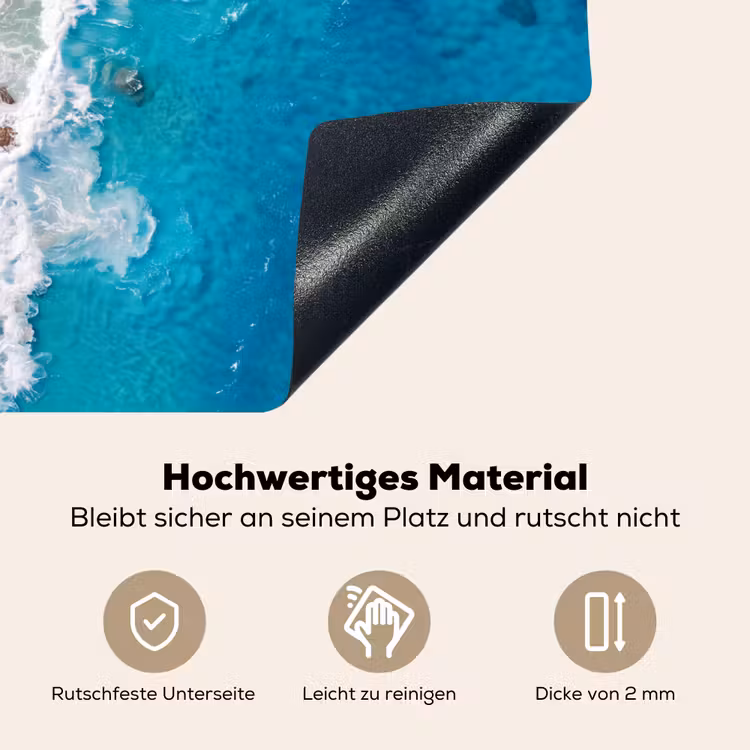 Strand - Zee - Rotsen - Natuur - Blauw Inductie beschemer met haakjes klein -ky-onderkant-de