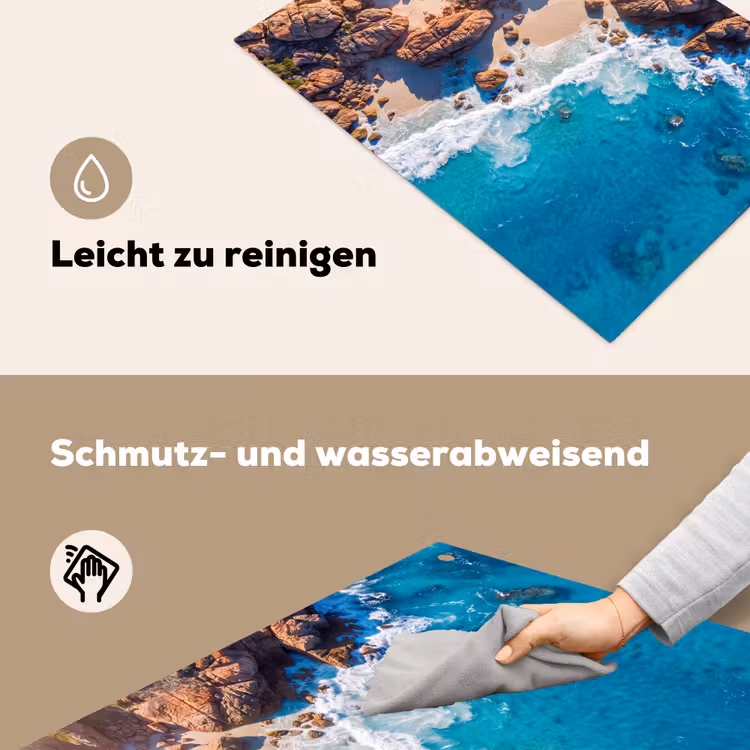 Strand - Zee - Rotsen - Natuur - Blauw Inductie beschemer met haakjes klein -ky-schoon-de