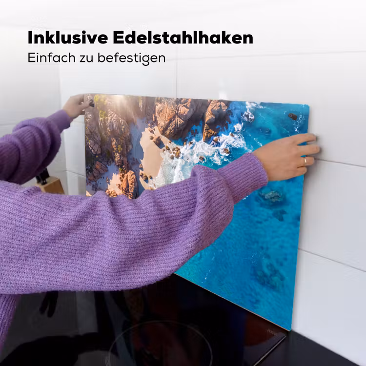 Strand - Zee - Rotsen - Natuur - Blauw Inductie beschemer met haakjes klein -ky-ophangen-de