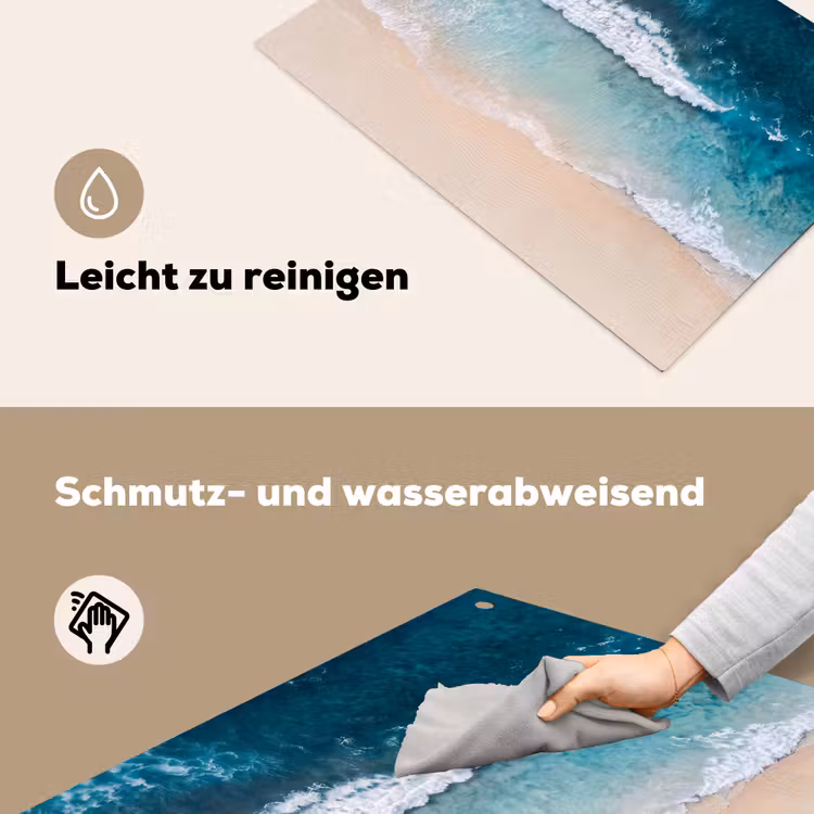 Strand - Zee - Golven - Natuur - Blauw Inductie beschemer met haakjes klein -ky-schoon-de