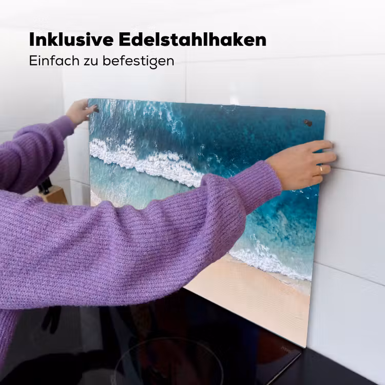 Strand - Zee - Golven - Natuur - Blauw Inductie beschemer met haakjes klein -ky-ophangen-de