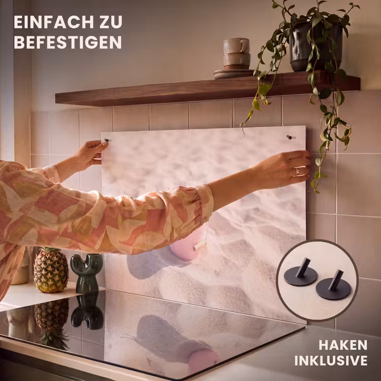 Strand - Schelpen - Zomer - Roze - Decoratie Inductie beschemer met haakjes klein -ky-ophangen-de