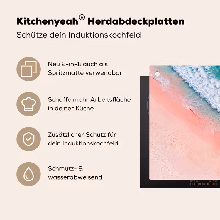 Strand - Oceaan - Golven - Roze Zand - Natuur Inductie beschemer met haakjes klein -ky-usp-de