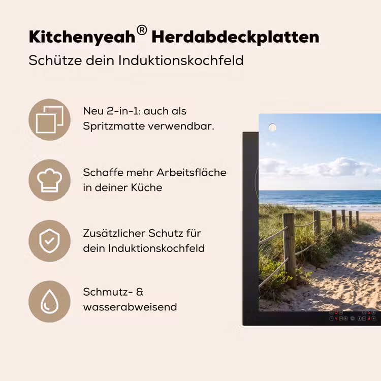 Strand - Zandpad - Oceaan - Natuur Inductie beschemer met haakjes klein -ky-usp-de