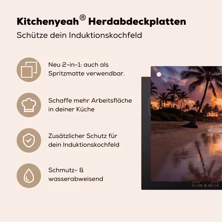 Strand - Zonsopgang - Tropisch - Natuur - Oranje Inductie beschemer met haakjes klein -ky-usp-de
