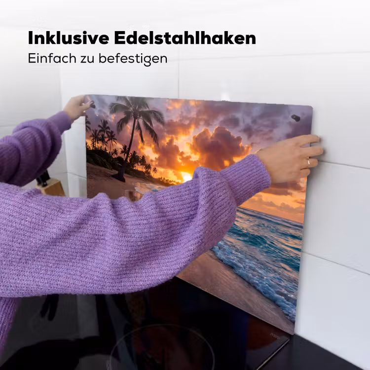 Strand - Zonsopgang - Tropisch - Natuur - Oranje Inductie beschemer met haakjes klein -ky-ophangen-de