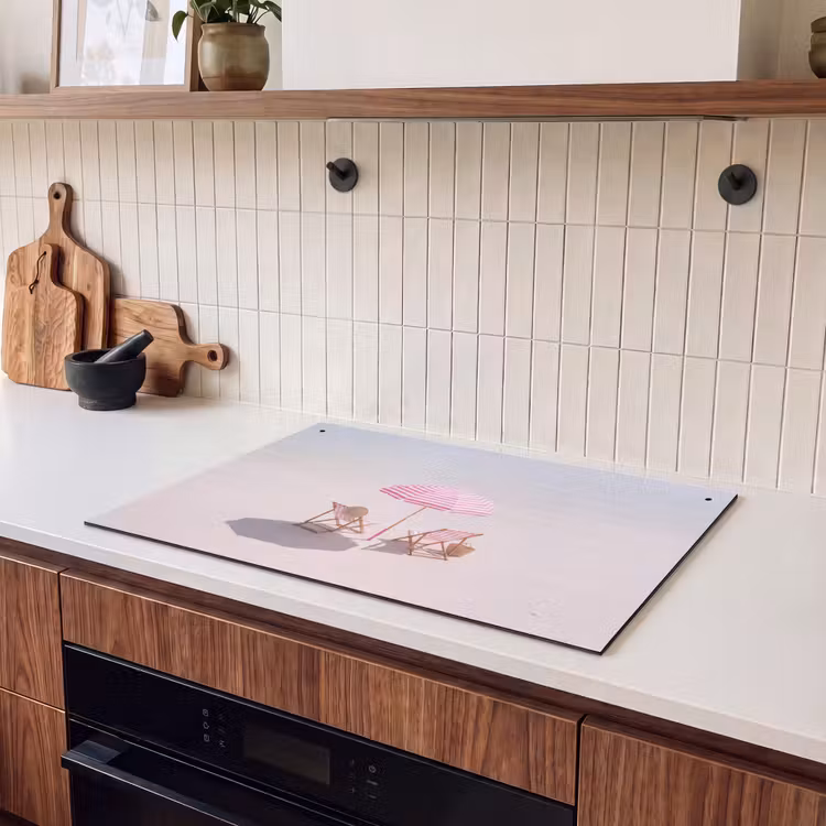 Strand - Parasol - Ligstoel - Zomer - Roze Inductie beschemer met haakjes klein -sfeer1