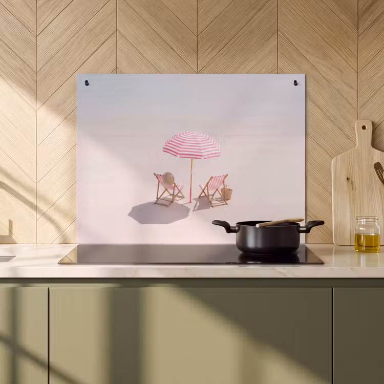 Strand - Parasol - Ligstoel - Zomer - Roze Inductie beschemer met haakjes klein -sfeer2