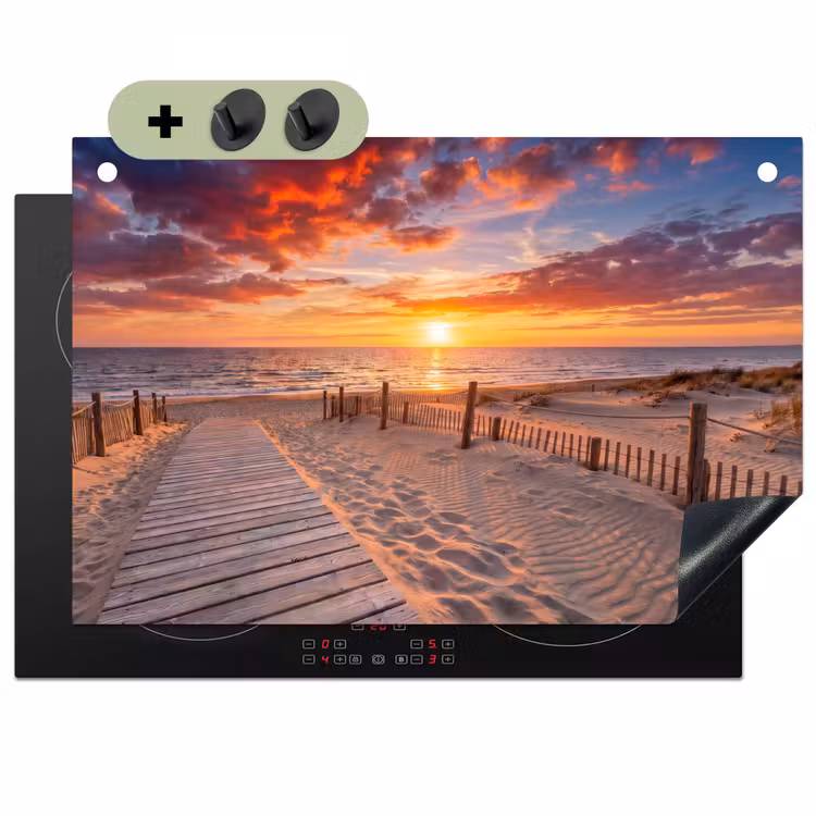 Strand - Zonsondergang - Zee - Natuur - Oranje Inductie beschemer met haakjes klein -3d