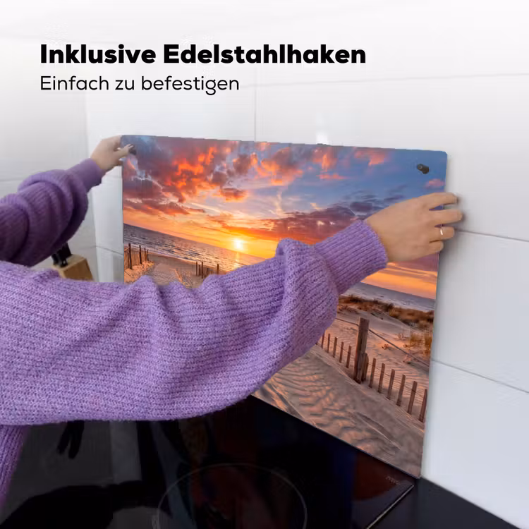 Strand - Zonsondergang - Zee - Natuur - Oranje Inductie beschemer met haakjes klein -ky-ophangen-de