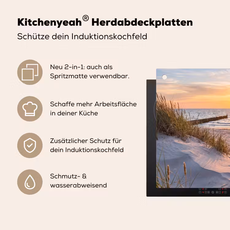 Strand - Zonsondergang - Natuur - Landschap Inductie beschemer met haakjes klein -ky-usp-de