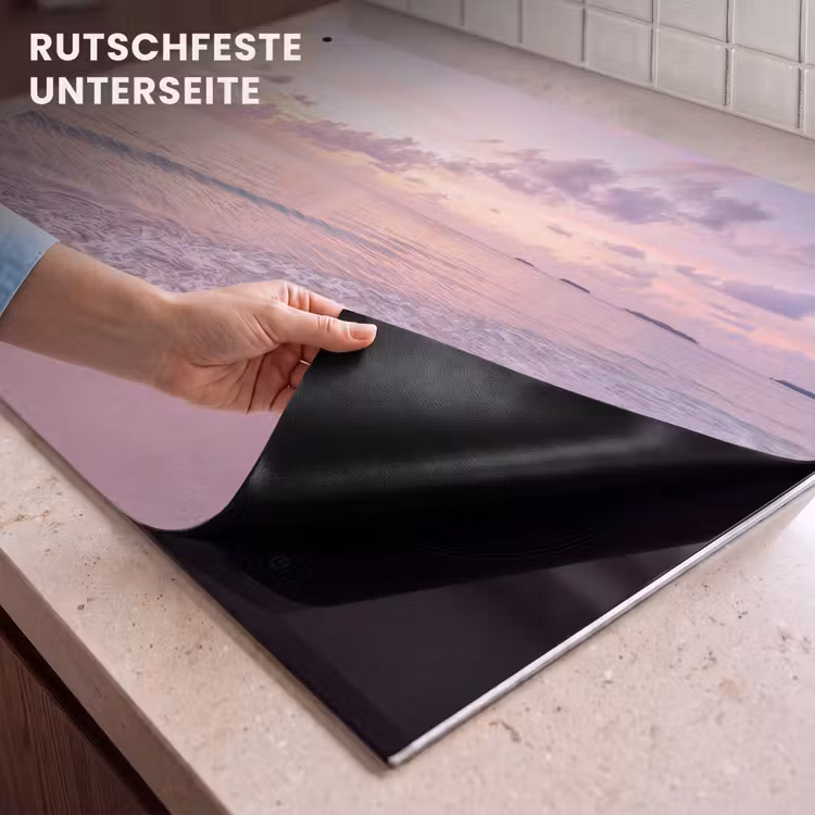 Strand - Zonsondergang - Natuur - Minimalistisch - Roze Inductie beschemer met haakjes klein -ky-onderkant-de
