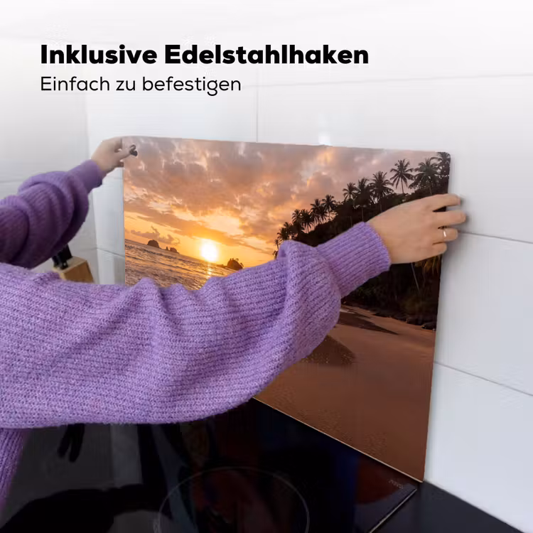Strand - Zonsondergang - Natuur - Tropisch - Oranje Inductie beschemer met haakjes klein -ky-ophangen-de