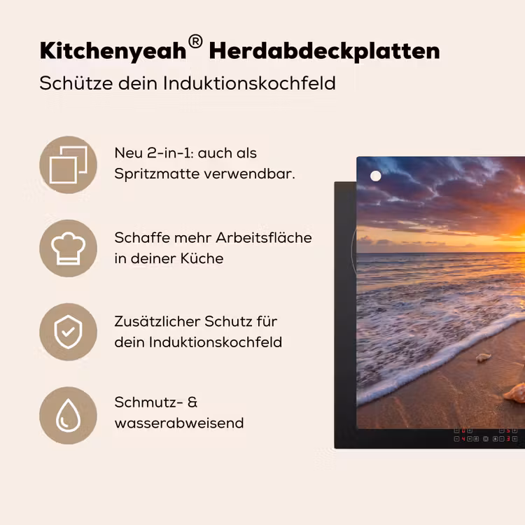 Strand - Zonsondergang - Palmbomen - Natuur - Oranje Inductie beschemer met haakjes klein -ky-usp-de