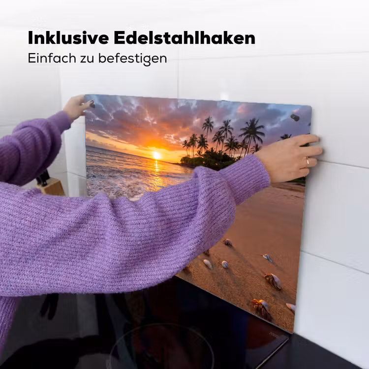 Strand - Zonsondergang - Palmbomen - Natuur - Oranje Inductie beschemer met haakjes klein -ky-ophangen-de