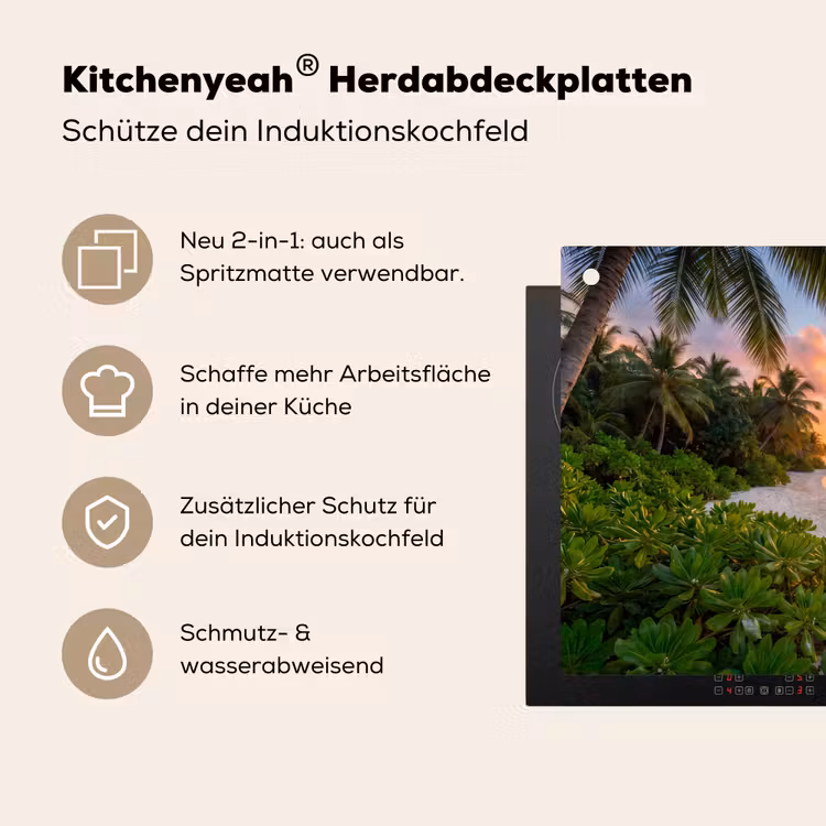 Strand - Zonsondergang - Palmbomen - Tropisch - Natuur Inductie beschemer met haakjes klein -ky-usp-de