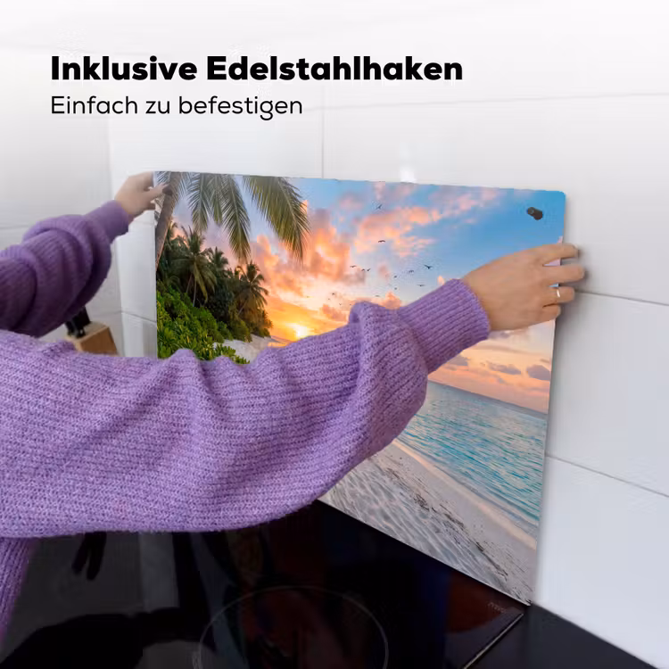 Strand - Zonsondergang - Palmbomen - Tropisch - Natuur Inductie beschemer met haakjes klein -ky-ophangen-de