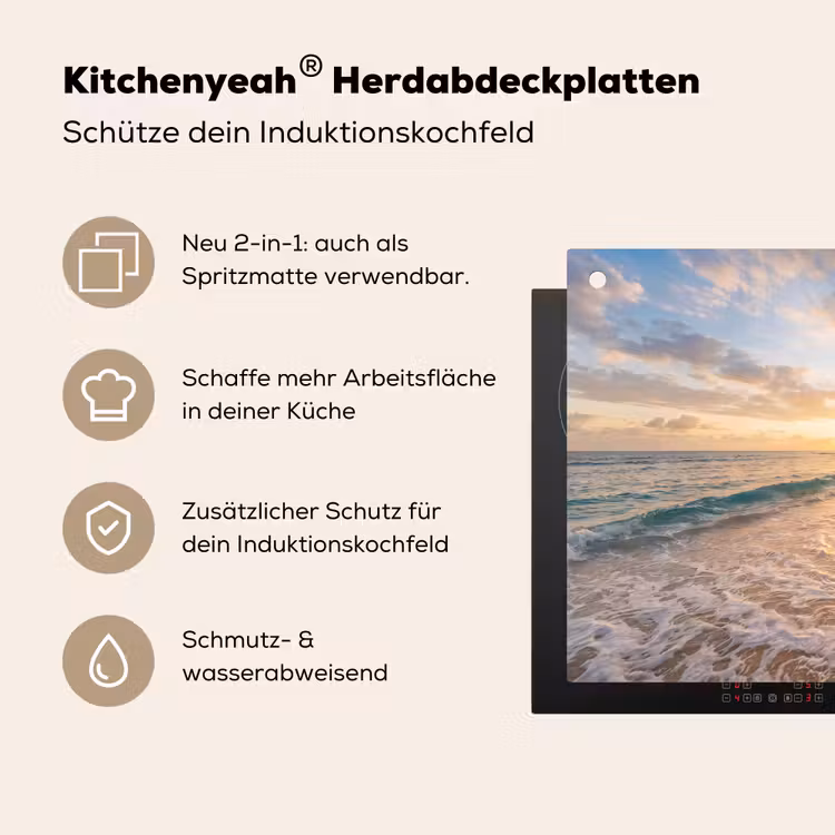 Strand - Zonsondergang - Tropisch - Natuur - Goud Inductie beschemer met haakjes klein -ky-usp-de